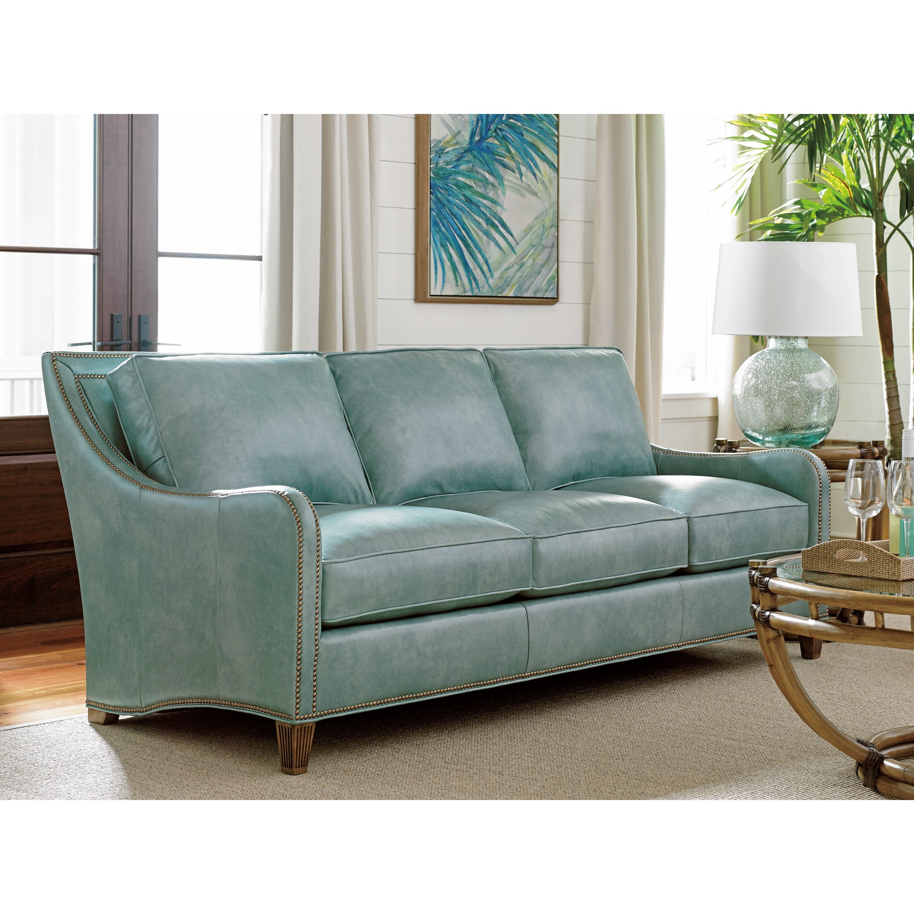 Tommy Bahama Home Twin Palms LL721233 Koko Sofa with Nailhead Border